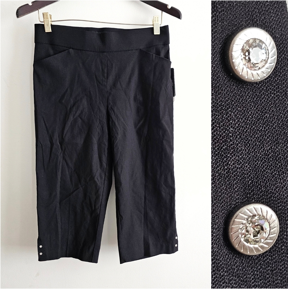 NWT Counterparts Smooth Ultra Soft Luxe Stretch Capris Embellishment Accents, S